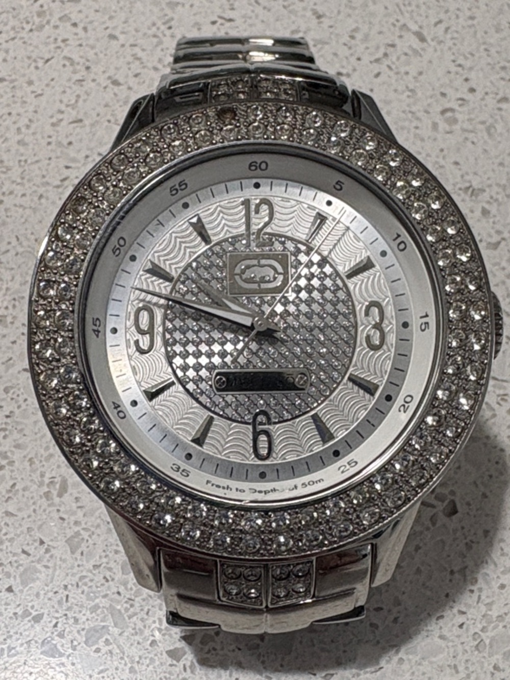 Marc Ecko Silver Crystal-Accented Men's Watch As Is